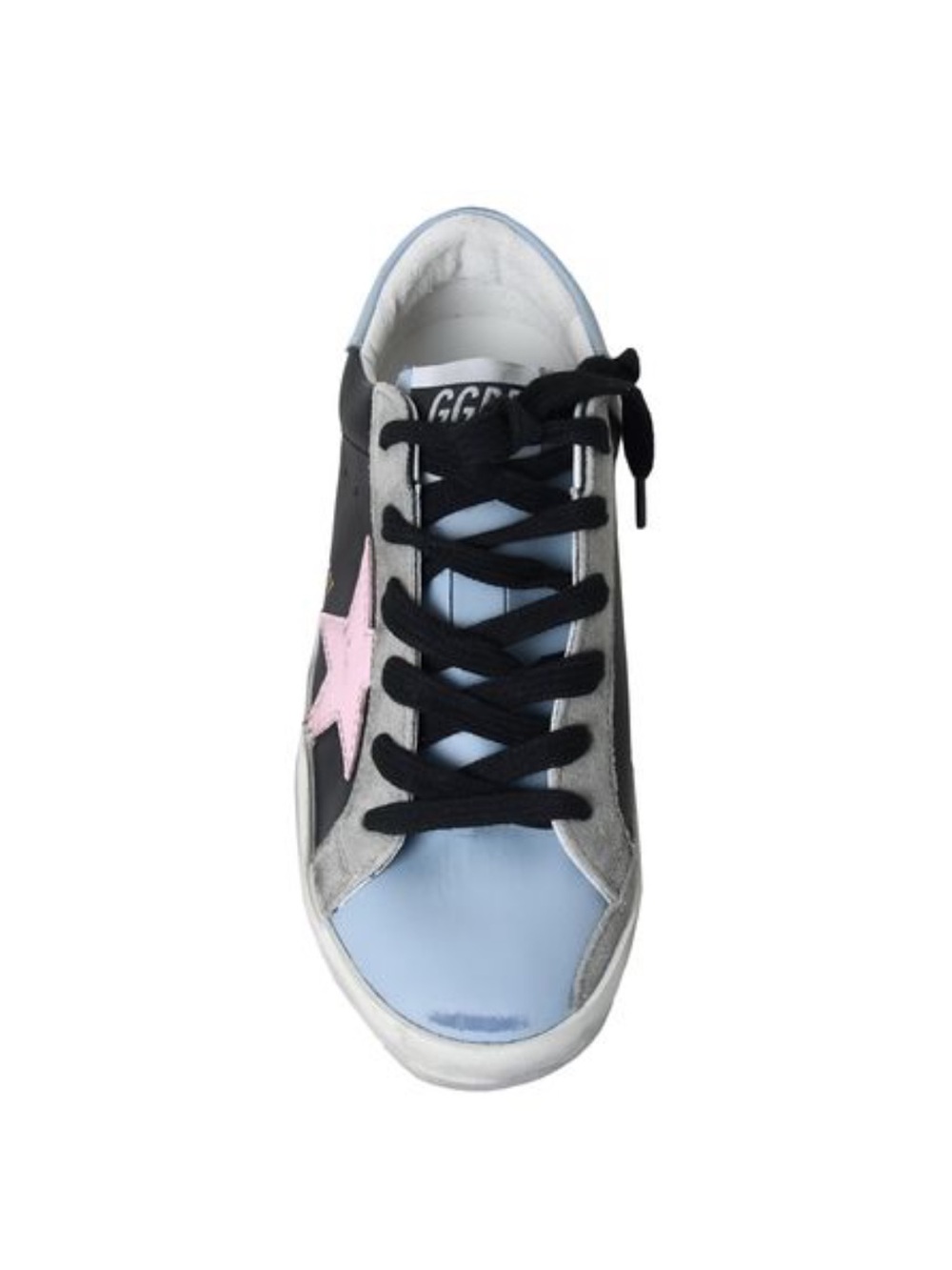 Golden Goose Super Star Women's Light Blue & Black with Pink Star Sneaker